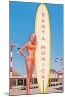 Santa Monica, Surfer Girl-null-Mounted Art Print