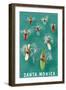 Santa Monica, Surfers Paddling-null-Framed Art Print