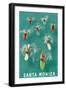 Santa Monica, Surfers Paddling-null-Framed Art Print