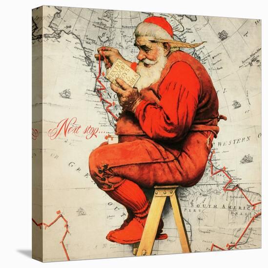 Santa Next  Stop-null-Stretched Canvas