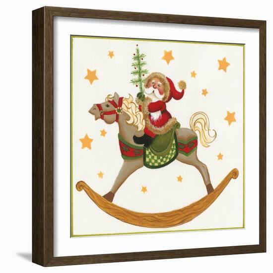 Santa on Rocking Horse-Beverly Johnston-Framed Giclee Print