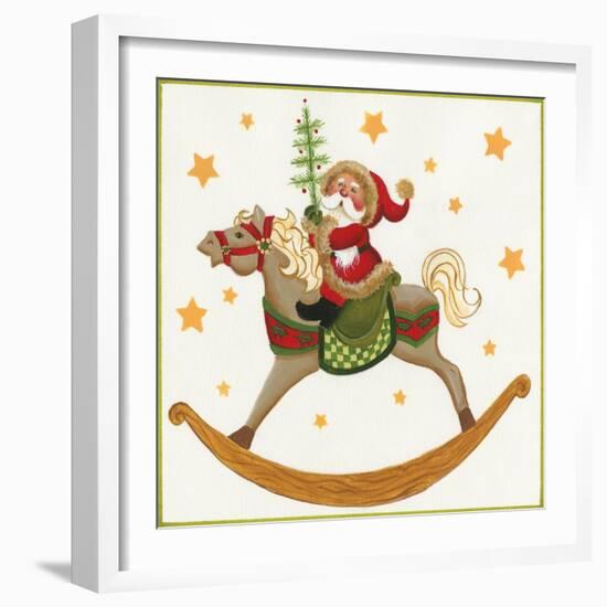 Santa on Rocking Horse-Beverly Johnston-Framed Giclee Print