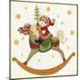 Santa on Rocking Horse-Beverly Johnston-Mounted Giclee Print