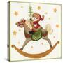 Santa on Rocking Horse-Beverly Johnston-Stretched Canvas