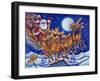 Santa on Roof in Sleigh Pulled by Reindeer-Bill Bell-Framed Giclee Print