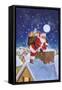 Santa on Rooftop-Hal Frenck-Framed Stretched Canvas