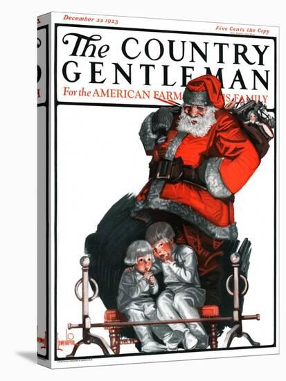 "Santa Overhears," Country Gentleman Cover, December 22, 1923-F. Lowenheim-Stretched Canvas