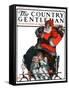 "Santa Overhears," Country Gentleman Cover, December 22, 1923-F. Lowenheim-Framed Stretched Canvas