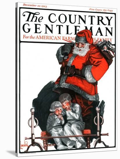 "Santa Overhears," Country Gentleman Cover, December 22, 1923-F. Lowenheim-Stretched Canvas