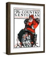 "Santa Overhears," Country Gentleman Cover, December 22, 1923-F. Lowenheim-Framed Giclee Print