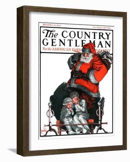 "Santa Overhears," Country Gentleman Cover, December 22, 1923-F. Lowenheim-Framed Giclee Print