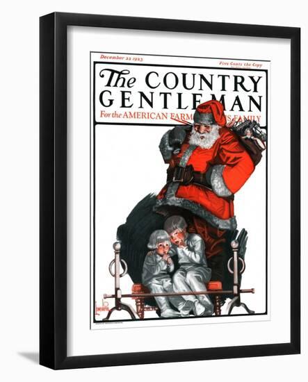 "Santa Overhears," Country Gentleman Cover, December 22, 1923-F. Lowenheim-Framed Giclee Print