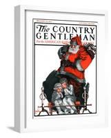 "Santa Overhears," Country Gentleman Cover, December 22, 1923-F. Lowenheim-Framed Giclee Print