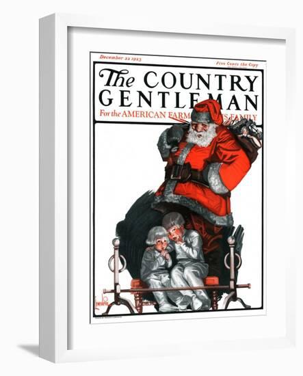 "Santa Overhears," Country Gentleman Cover, December 22, 1923-F. Lowenheim-Framed Giclee Print