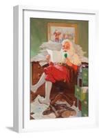 Santa Reading Christmas Letters-John Newton Howitt-Framed Art Print