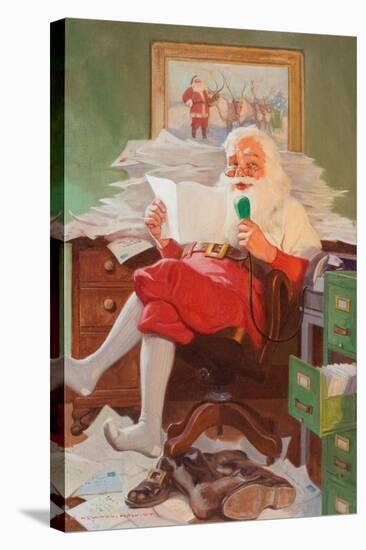 Santa Reading Christmas Letters-John Newton Howitt-Stretched Canvas