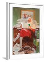 Santa Reading Christmas Letters-John Newton Howitt-Framed Art Print