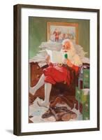 Santa Reading Christmas Letters-John Newton Howitt-Framed Art Print