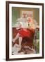 Santa Reading Christmas Letters-John Newton Howitt-Framed Art Print