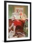 Santa Reading Christmas Letters-John Newton Howitt-Framed Art Print