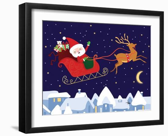 Santa & Reindeer-Teresa Woo-Framed Art Print