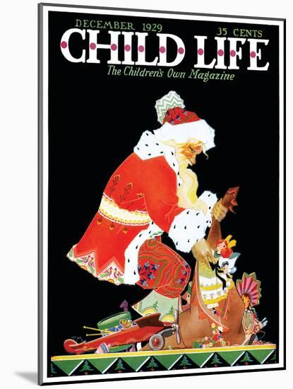 Santa's Bag - Child Life, December 1929-Tom Meade-Mounted Giclee Print