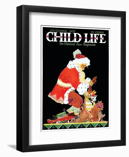 Santa's Bag - Child Life, December 1929-Tom Meade-Framed Giclee Print