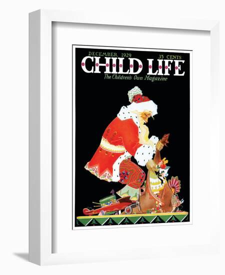 Santa's Bag - Child Life, December 1929-Tom Meade-Framed Giclee Print