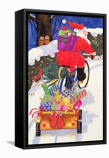 Santa's Bike-Linda Benton-Framed Stretched Canvas