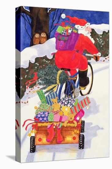 Santa's Bike-Linda Benton-Stretched Canvas