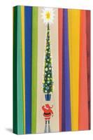 Santa's Christmas Tree-Stanley Cooke-Stretched Canvas