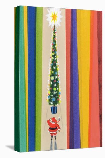Santa's Christmas Tree-Stanley Cooke-Stretched Canvas