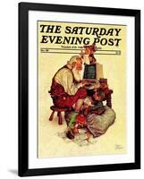 "Santa's Computer," Saturday Evening Post Cover, December 1, 1982-Scott Gustafson-Framed Giclee Print