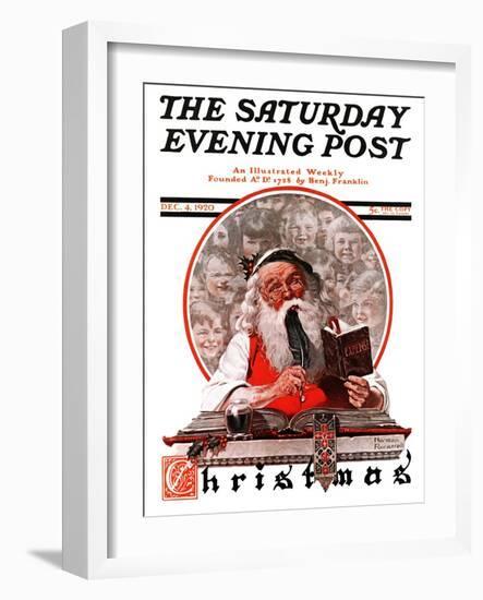 "Santa's Expenses" Saturday Evening Post Cover, December 4,1920-Norman Rockwell-Framed Giclee Print