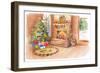 Santa's Fireplace and Tree Scene-Lanie Loreth-Framed Art Print
