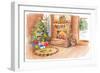 Santa's Fireplace and Tree Scene-Lanie Loreth-Framed Art Print