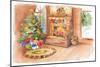 Santa's Fireplace and Tree Scene-Lanie Loreth-Mounted Art Print