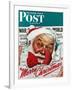 "Santa's in the News" Saturday Evening Post Cover, December 26,1942-Norman Rockwell-Framed Giclee Print