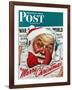 "Santa's in the News" Saturday Evening Post Cover, December 26,1942-Norman Rockwell-Framed Giclee Print