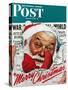 "Santa's in the News" Saturday Evening Post Cover, December 26,1942-Norman Rockwell-Stretched Canvas
