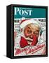 "Santa's in the News" Saturday Evening Post Cover, December 26,1942-Norman Rockwell-Framed Stretched Canvas