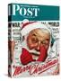 "Santa's in the News" Saturday Evening Post Cover, December 26,1942-Norman Rockwell-Stretched Canvas