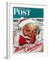 "Santa's in the News" Saturday Evening Post Cover, December 26,1942-Norman Rockwell-Framed Giclee Print