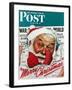 "Santa's in the News" Saturday Evening Post Cover, December 26,1942-Norman Rockwell-Framed Giclee Print