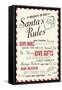 Santa's Rules Typography-Lantern Press-Framed Stretched Canvas
