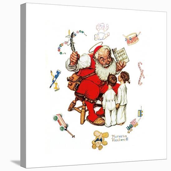 Santa’s Visitors-Norman Rockwell-Stretched Canvas