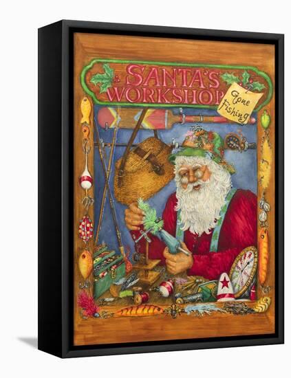 Santa's Workshop - Gone Fishing-Sher Sester-Framed Stretched Canvas