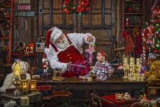 Checking His List by the Fire-Santa’s Workshop-Giclee Print