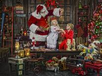 Checking His List by the Fire-Santa’s Workshop-Giclee Print