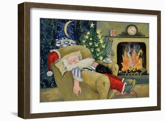 Santa Sleeping by the Fire, 1995-David Cooke-Framed Giclee Print